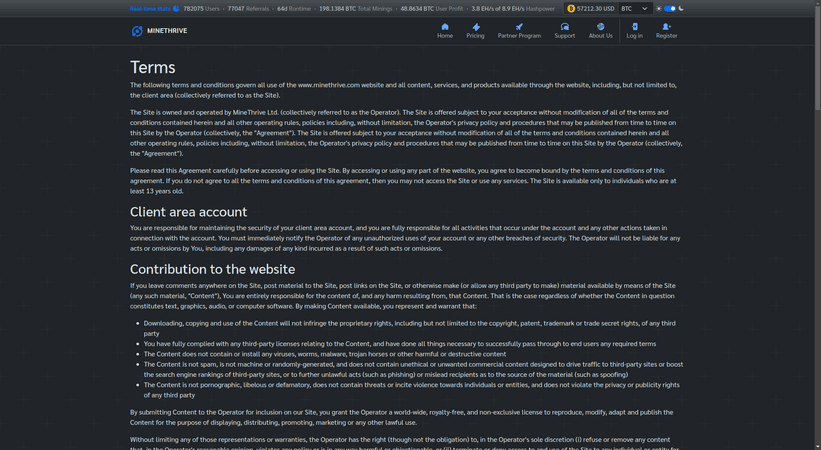 Критический разбор сервиса MineThrive - правила