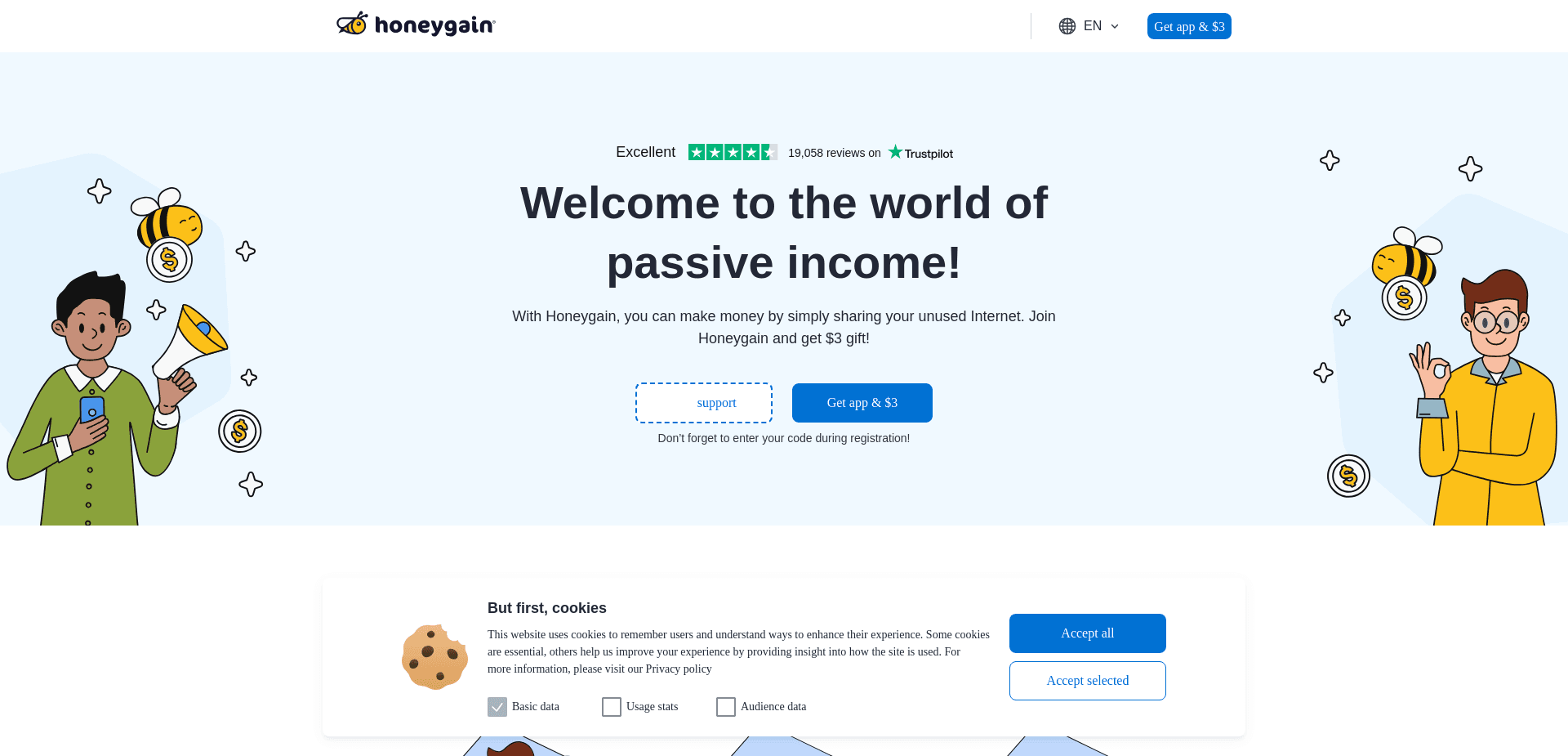 Screenshot for r.honeygain.me - 2