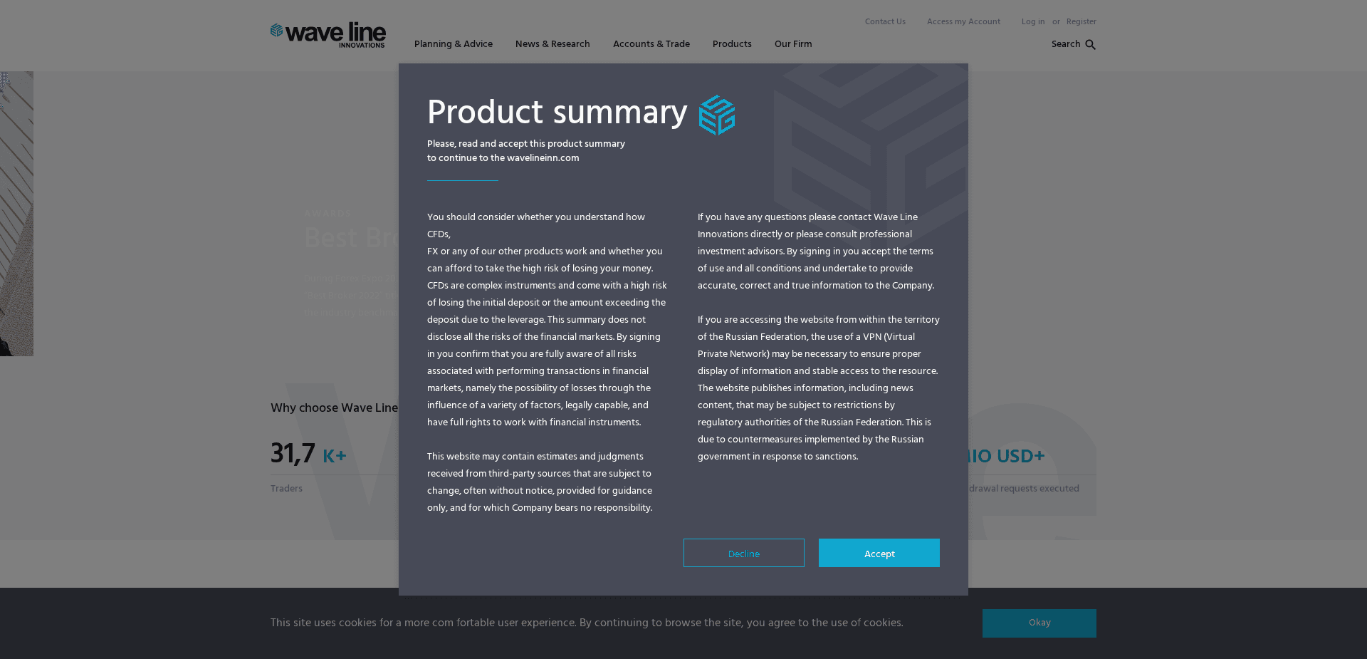 Screenshot for wavelinefin.com - 0