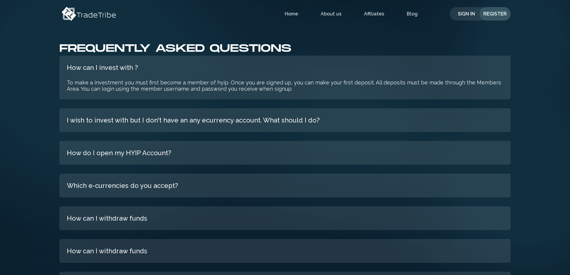 Screenshot for tradetribe.xyz - 0