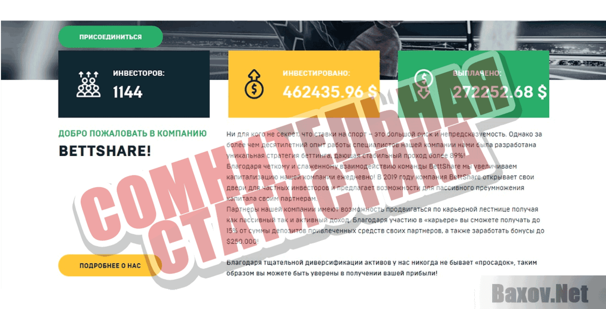 BettShare Сомнительная статистика