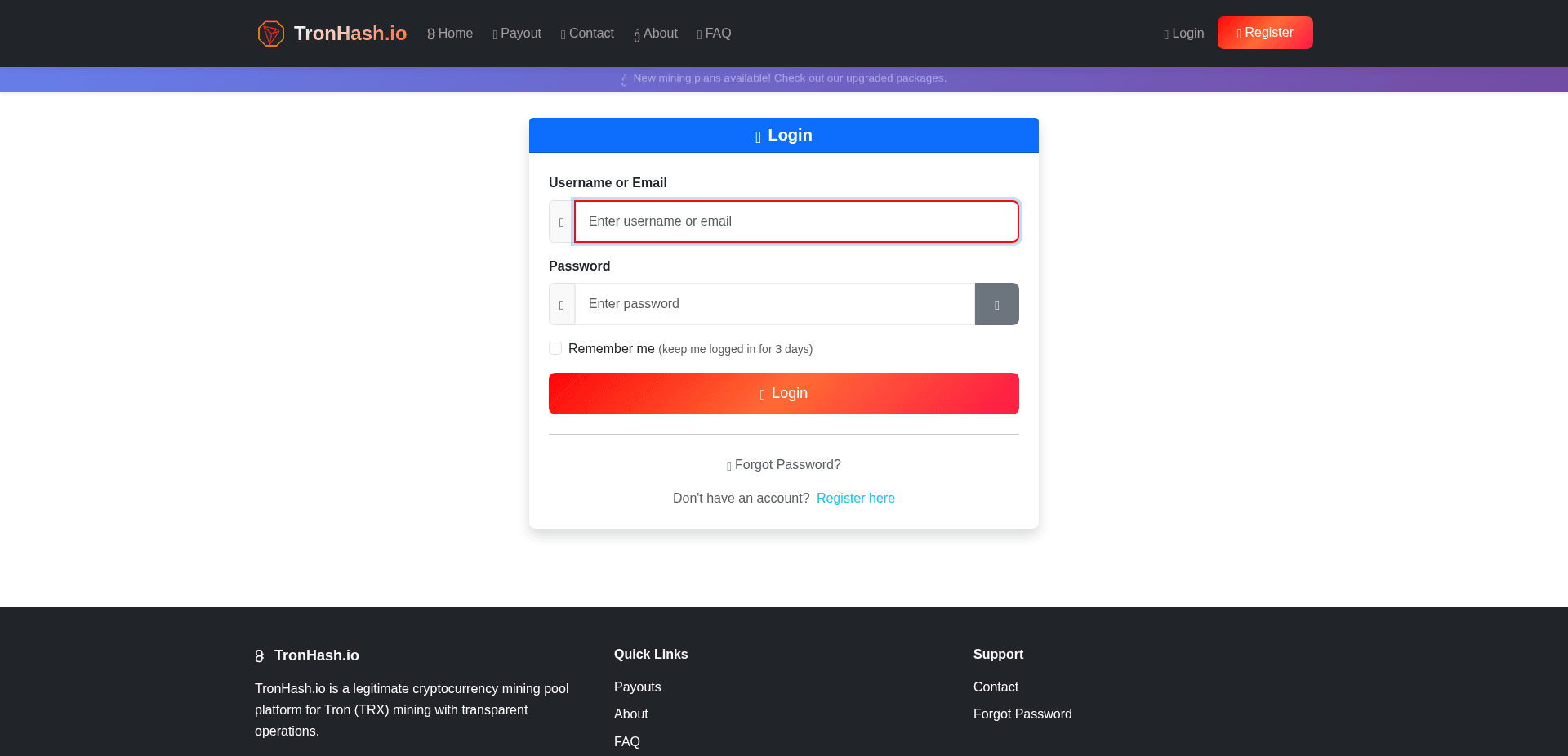 Screenshot for tronhash.io - 0