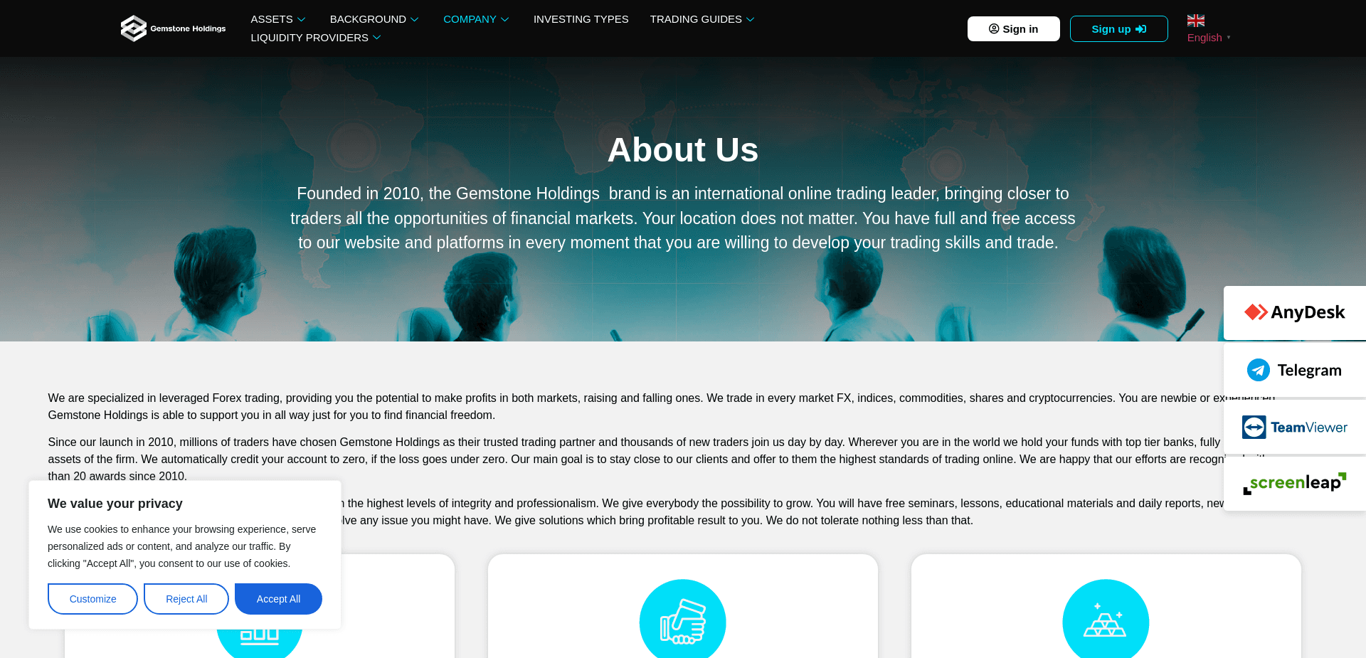 Screenshot for gemstone-holdings.com - 4