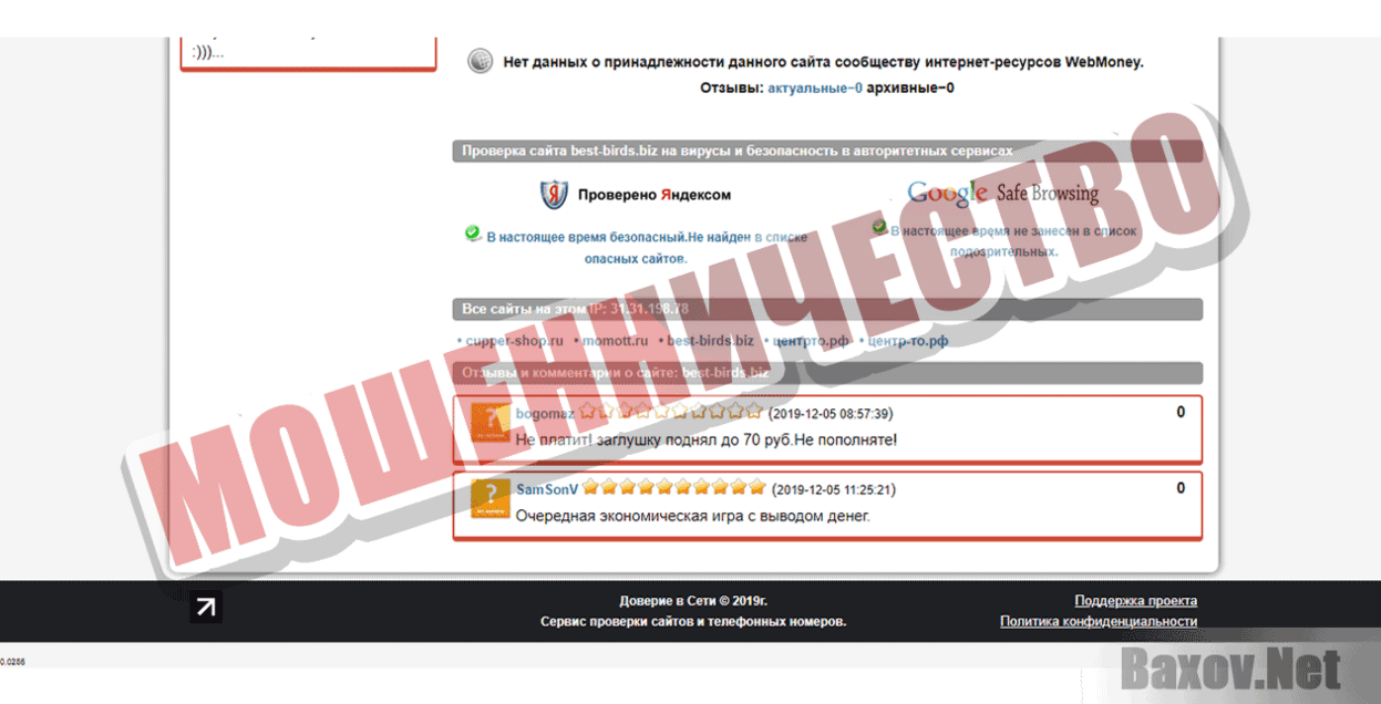 Best Birds Мошенничество