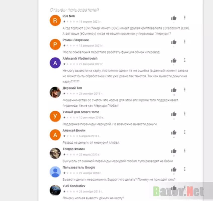 Негативные комментарии