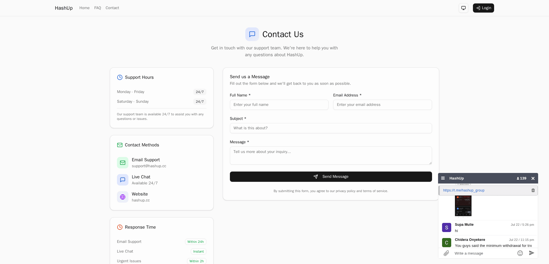 Screenshot for hashup.cc - 4