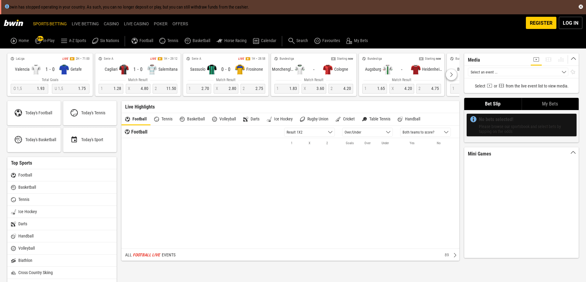 Screenshot for sports.bwin.ru - 0