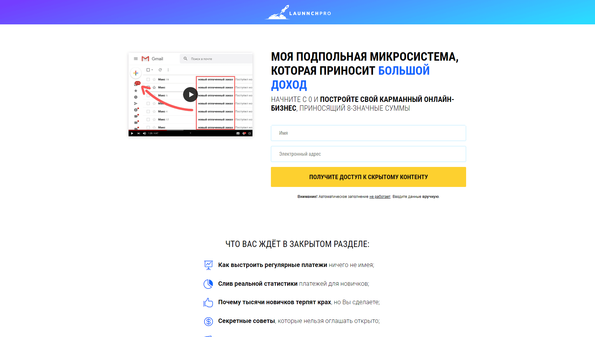 Моя подпольная микросистема приносящая большой доход – launnch - вся подробная информация о проекте