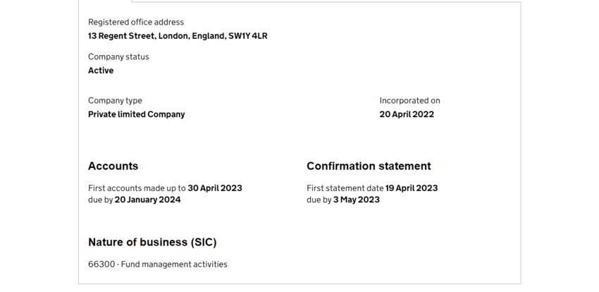 данные о регистрации компании