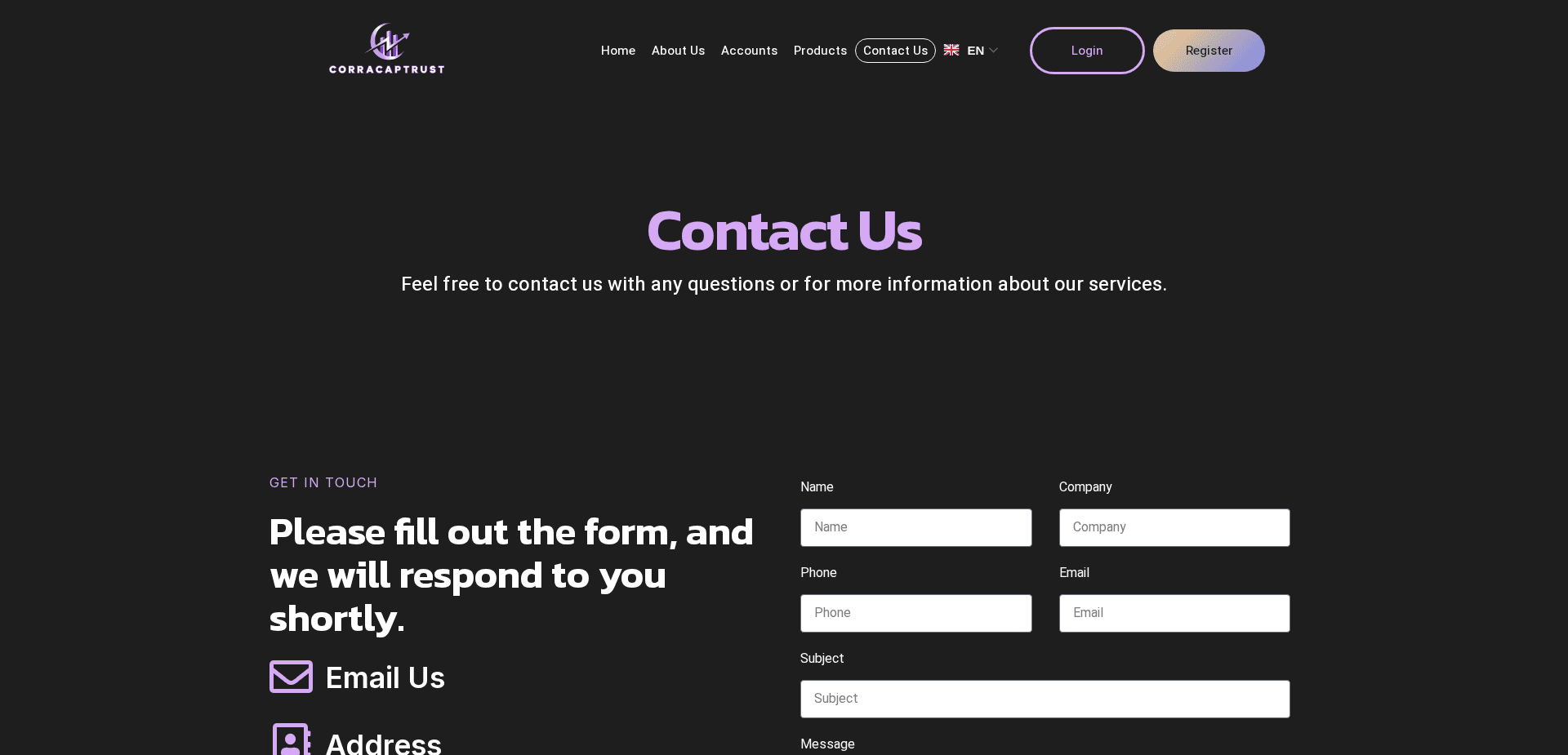 Screenshot for corracaptrust.com - 3