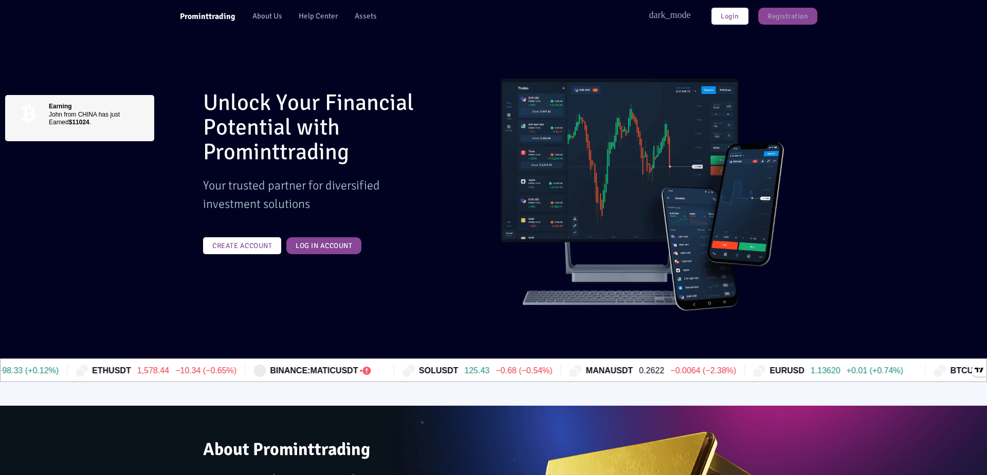 Screenshot for prominttrading.com - 0