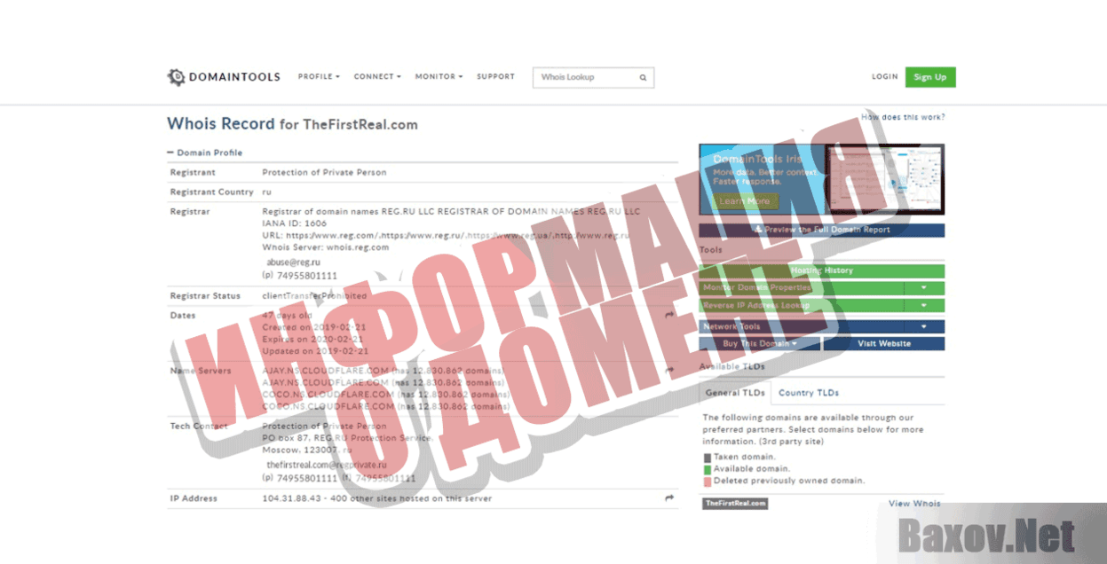 TheFirstReal Информация о домене