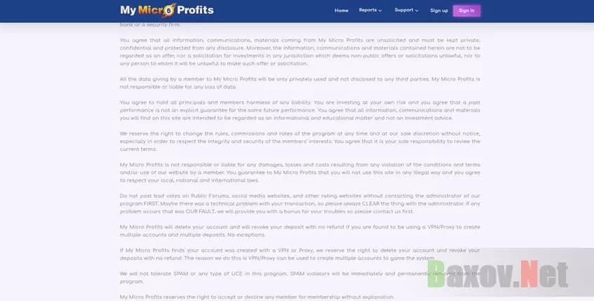 My Micro Profits - отказ от ответственности