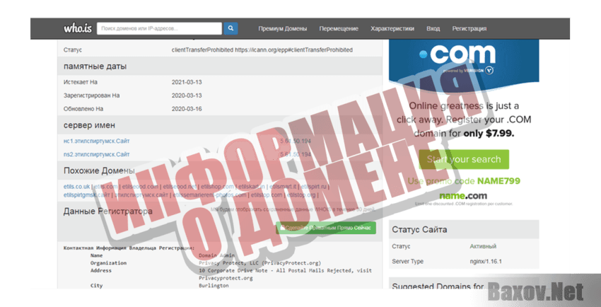 Этил-Спирт Информация о домене
