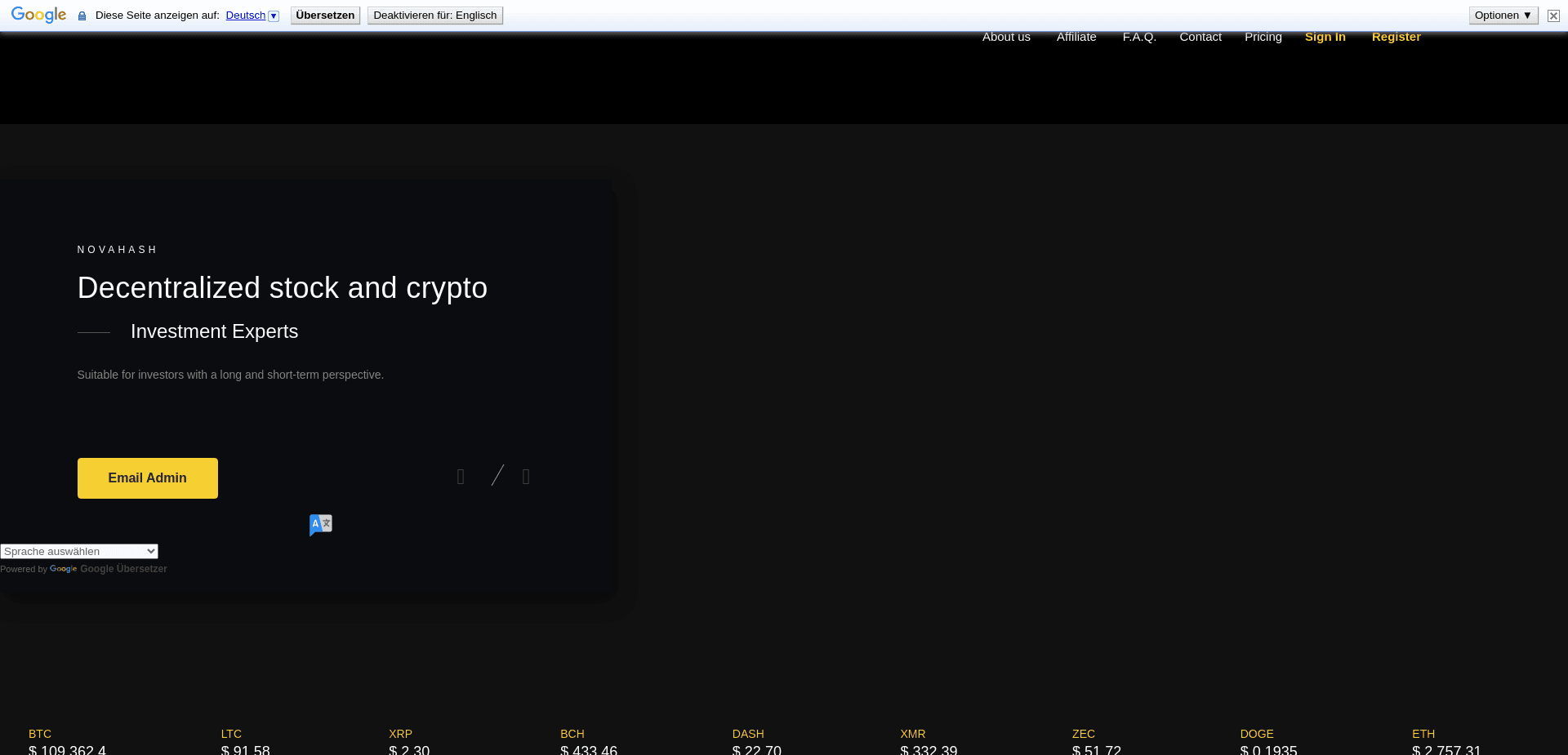 Screenshot for novahash.online - 2