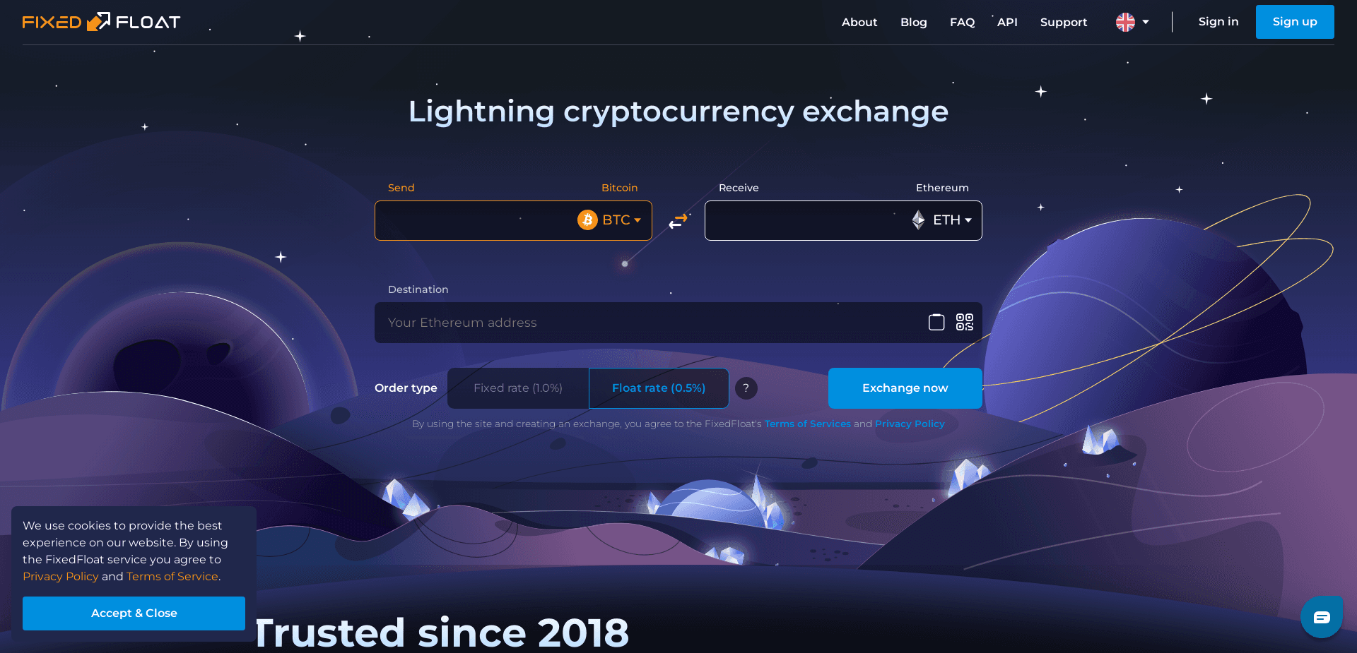 Screenshot for fixedfloat.com - 3