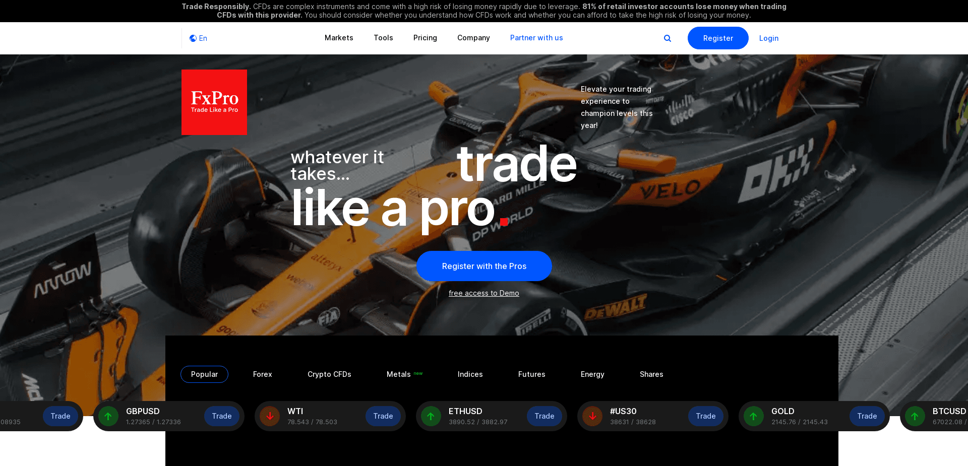 Screenshot for fxpro.com - 0