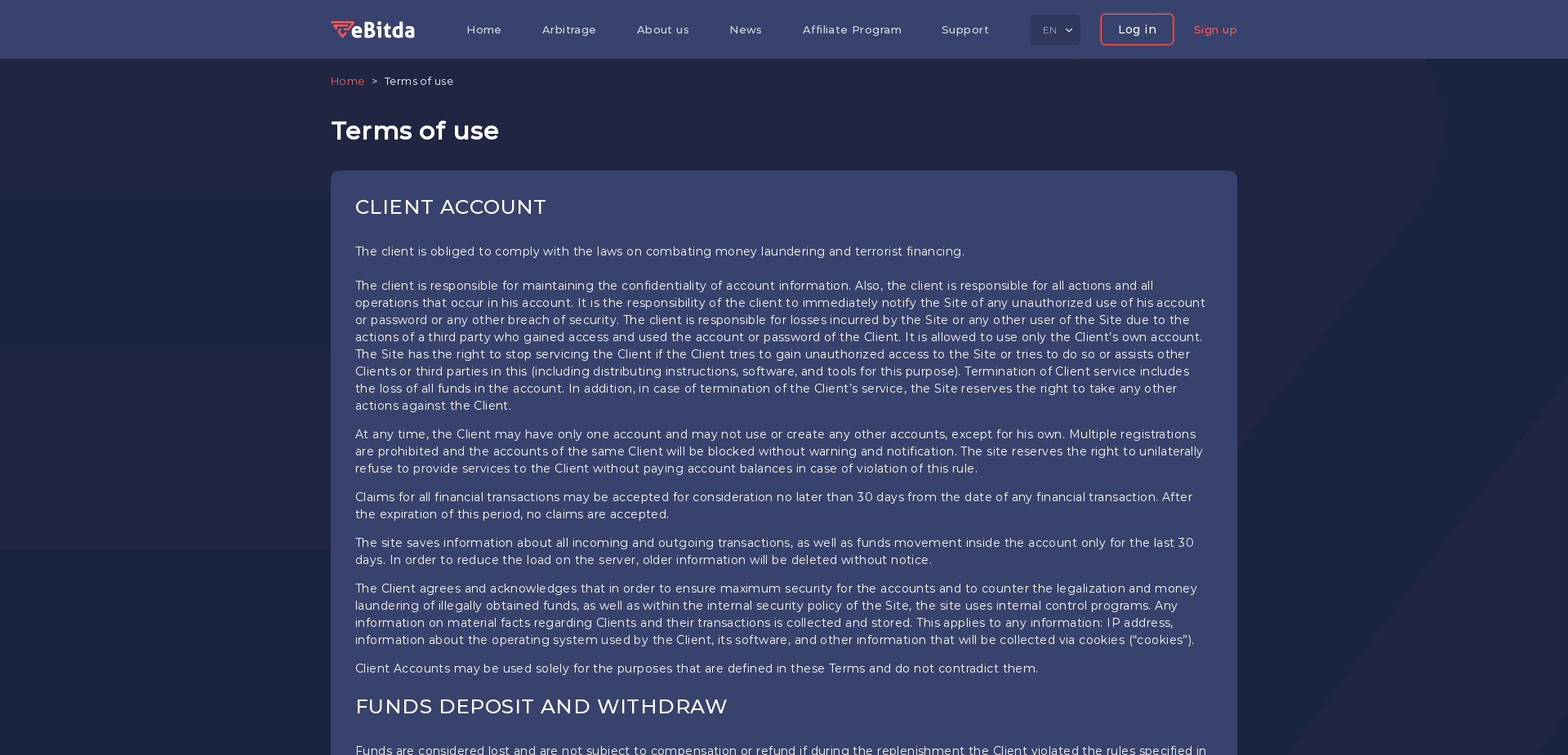 Screenshot for ebitdacoins.com - 2
