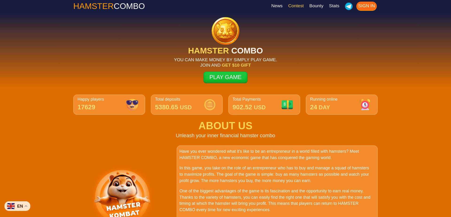 Screenshot for hamster-combo.pro - 1
