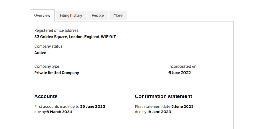 дата регистрации компании в Англии