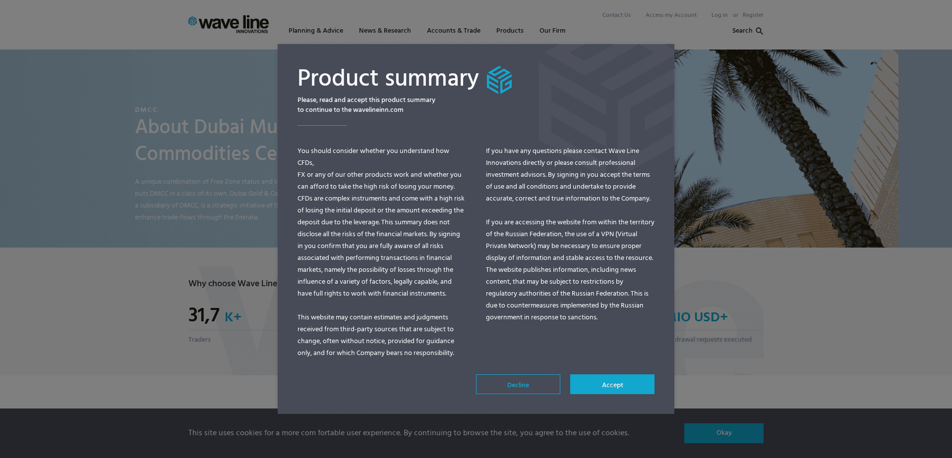 Screenshot for wavelinefin.com - 2