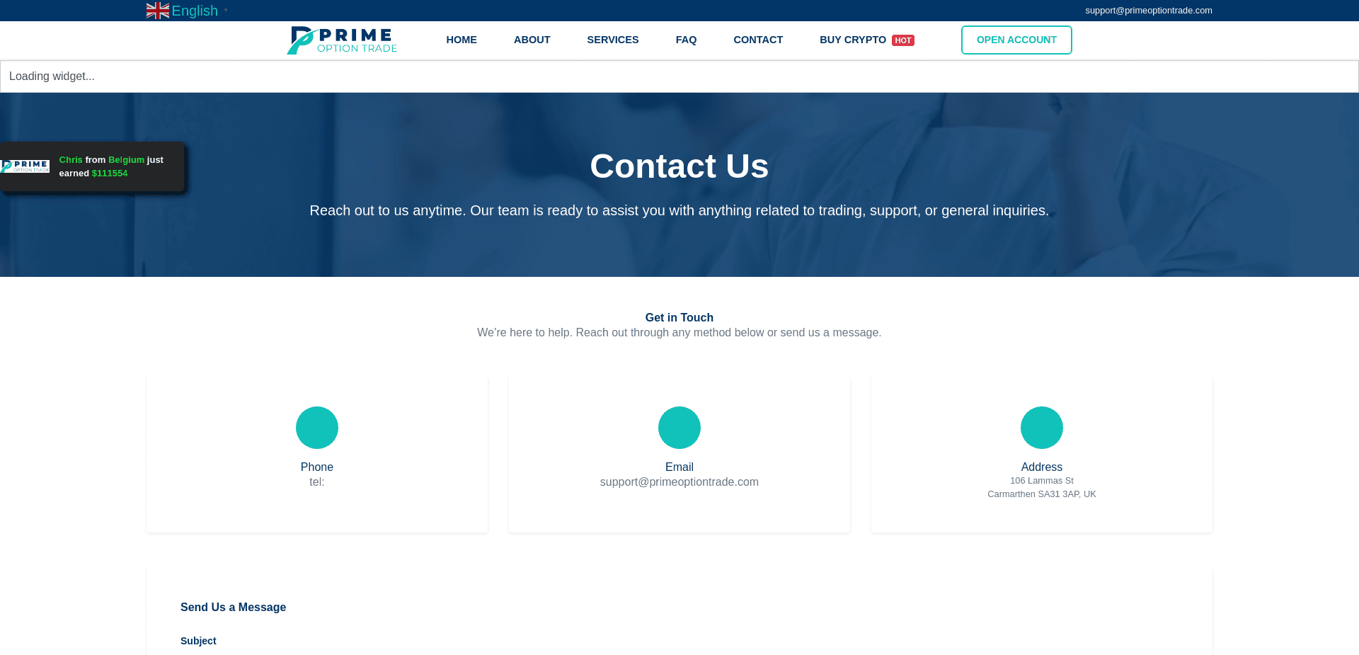 Screenshot for primeoptiontrade.com - 1