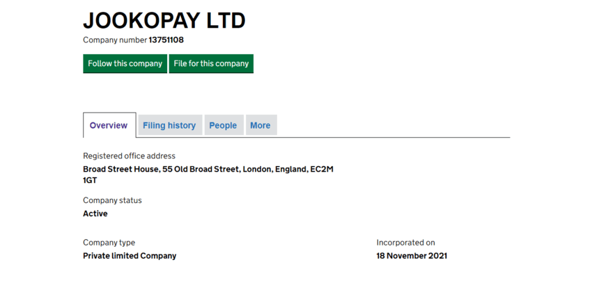 данные о регистрации компании