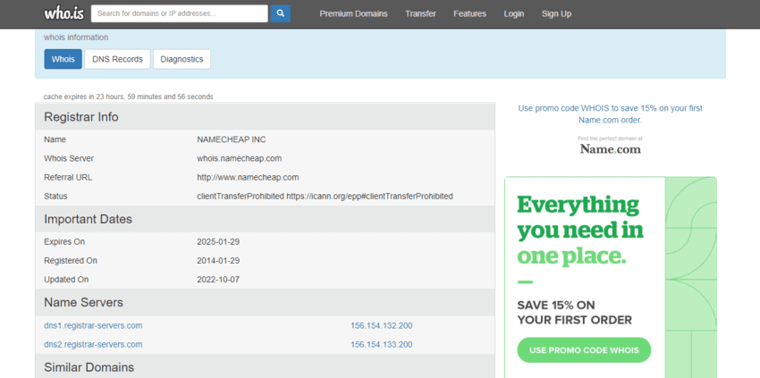 дата регистрации домена мошенников