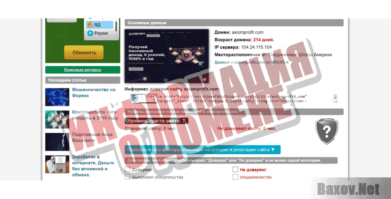 Axiom Profit Информация о домене