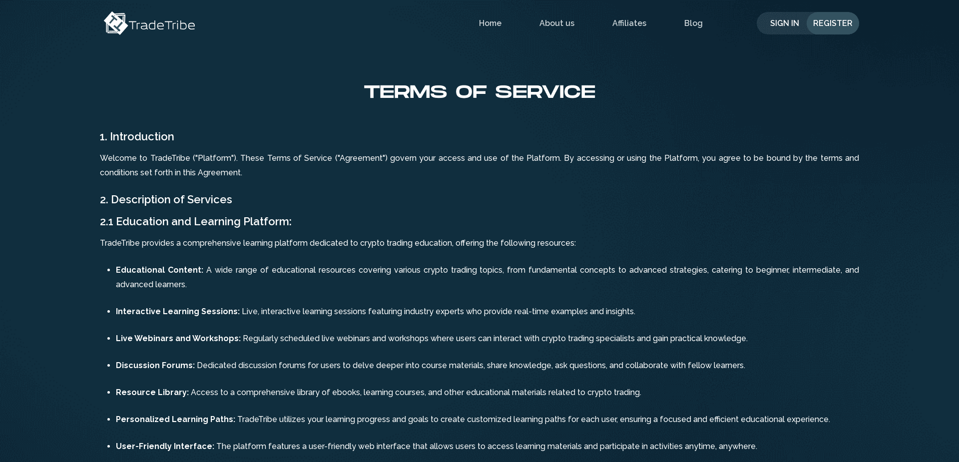 Screenshot for tradetribe.xyz - 2