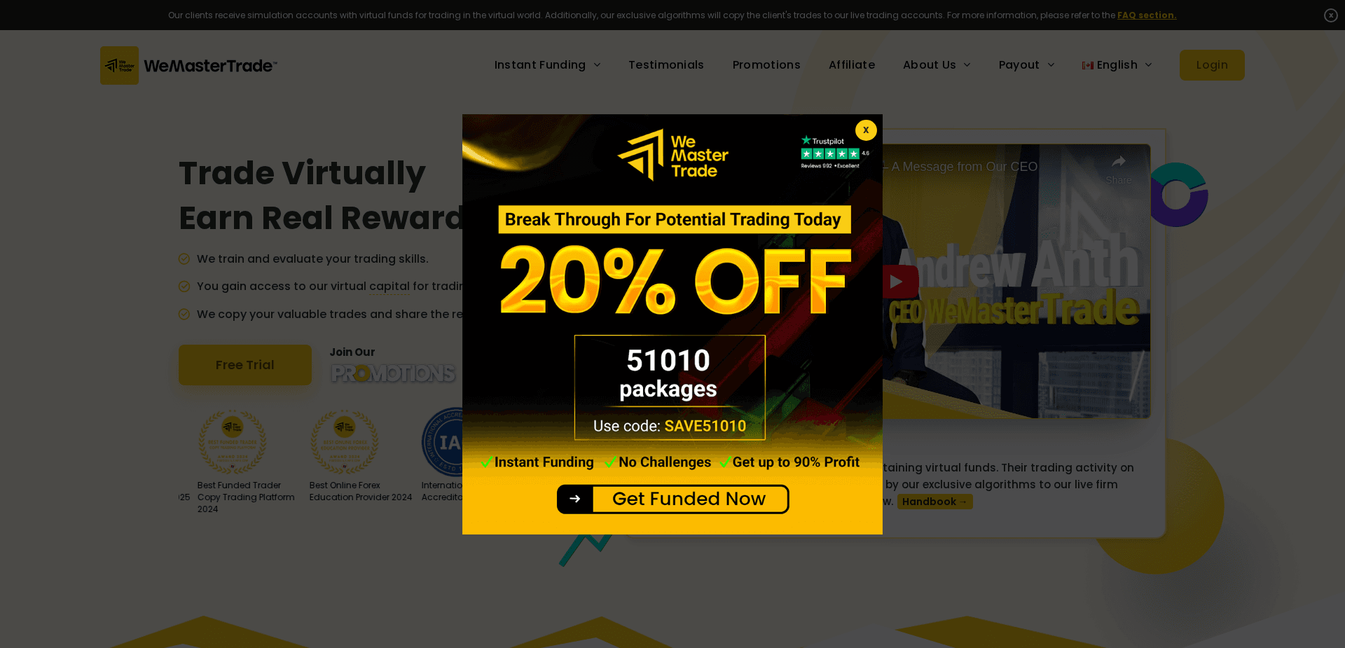 Screenshot for wemastertrade.com - 0