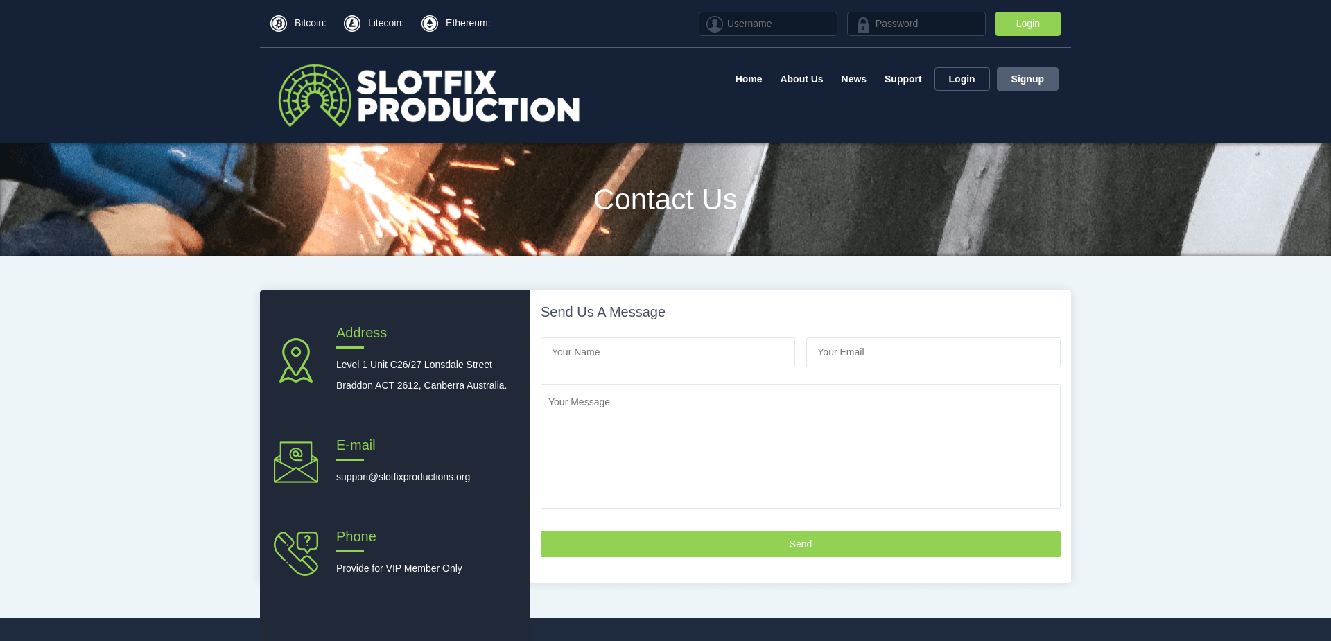 Screenshot for slotfixproductions.org - 2