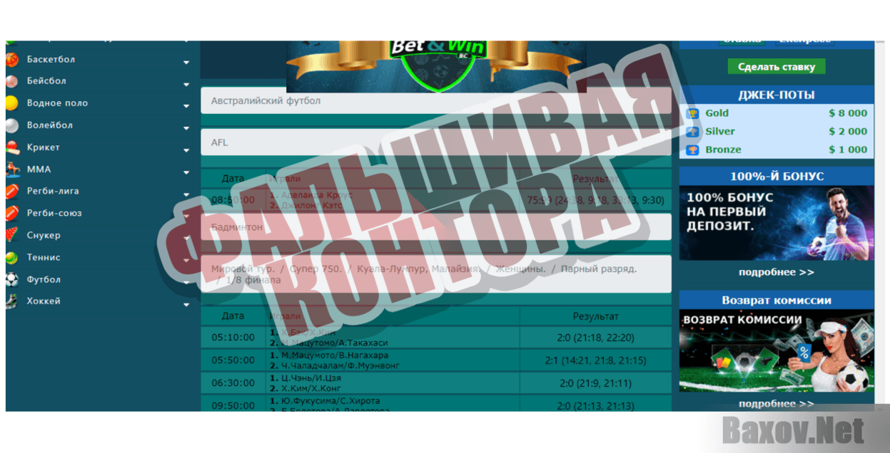 Компания Bet&Win - Фальшивая контора