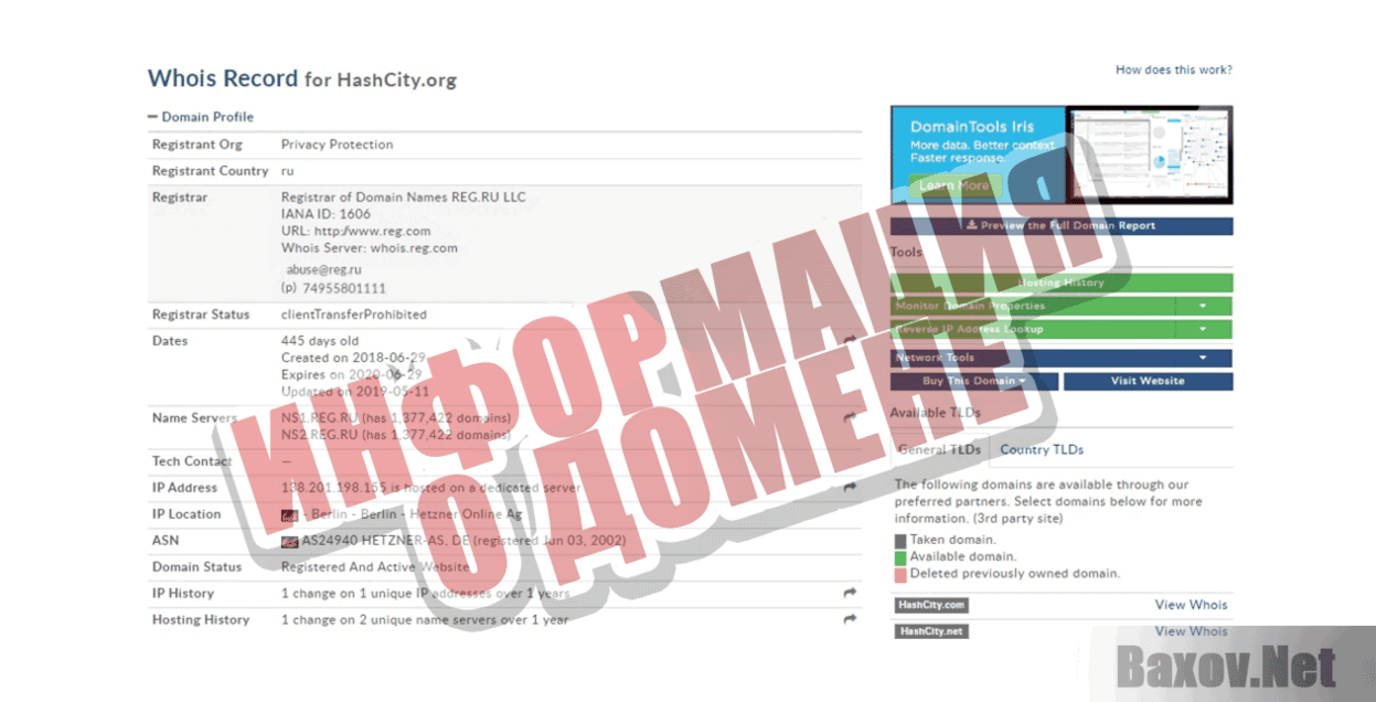 HashCity Информация о домене