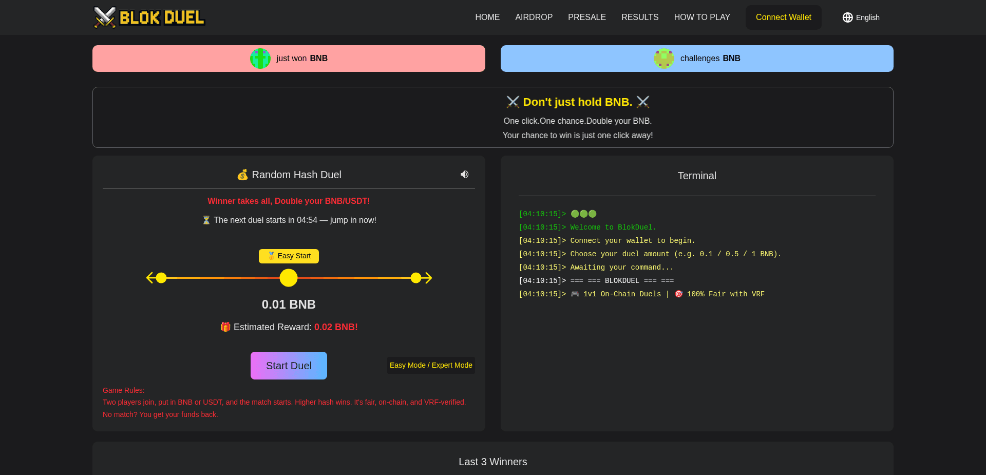 Screenshot for blokduel.xyz - 1