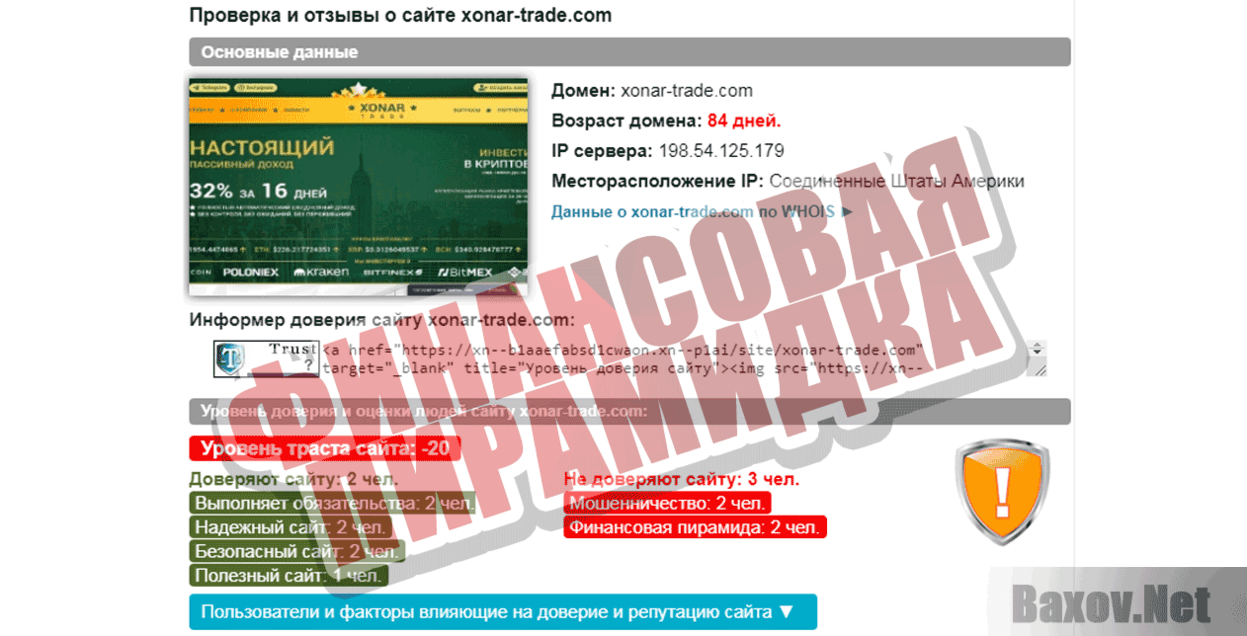 Xonar-trade Финансовая пирамидка