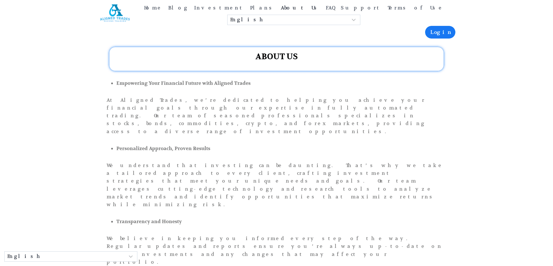 Screenshot for alignedtrades.com - 1