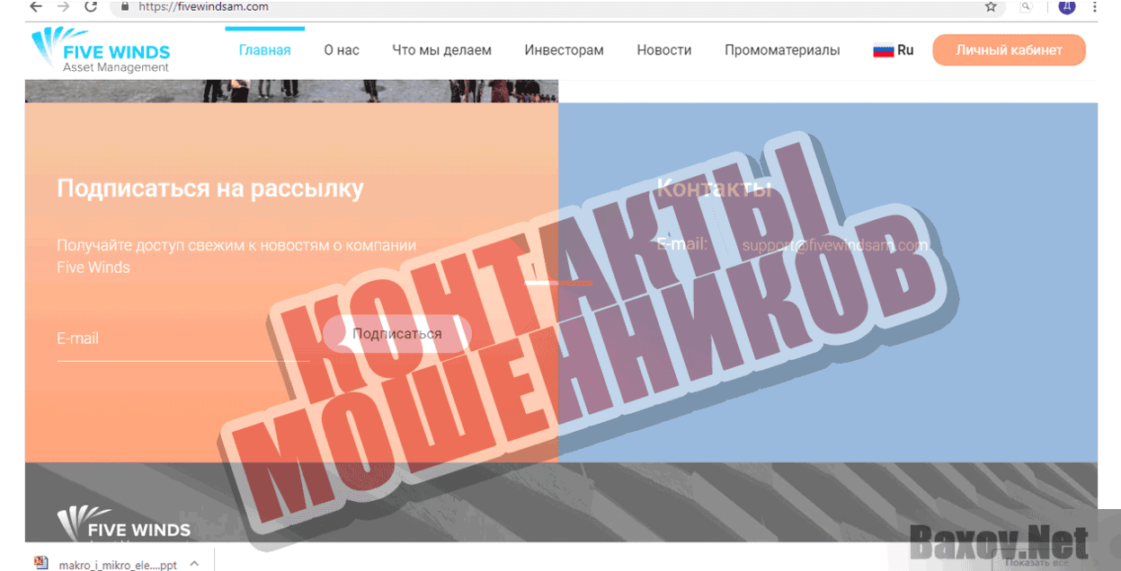 Five Winds Asset Management - Контакты мошенников