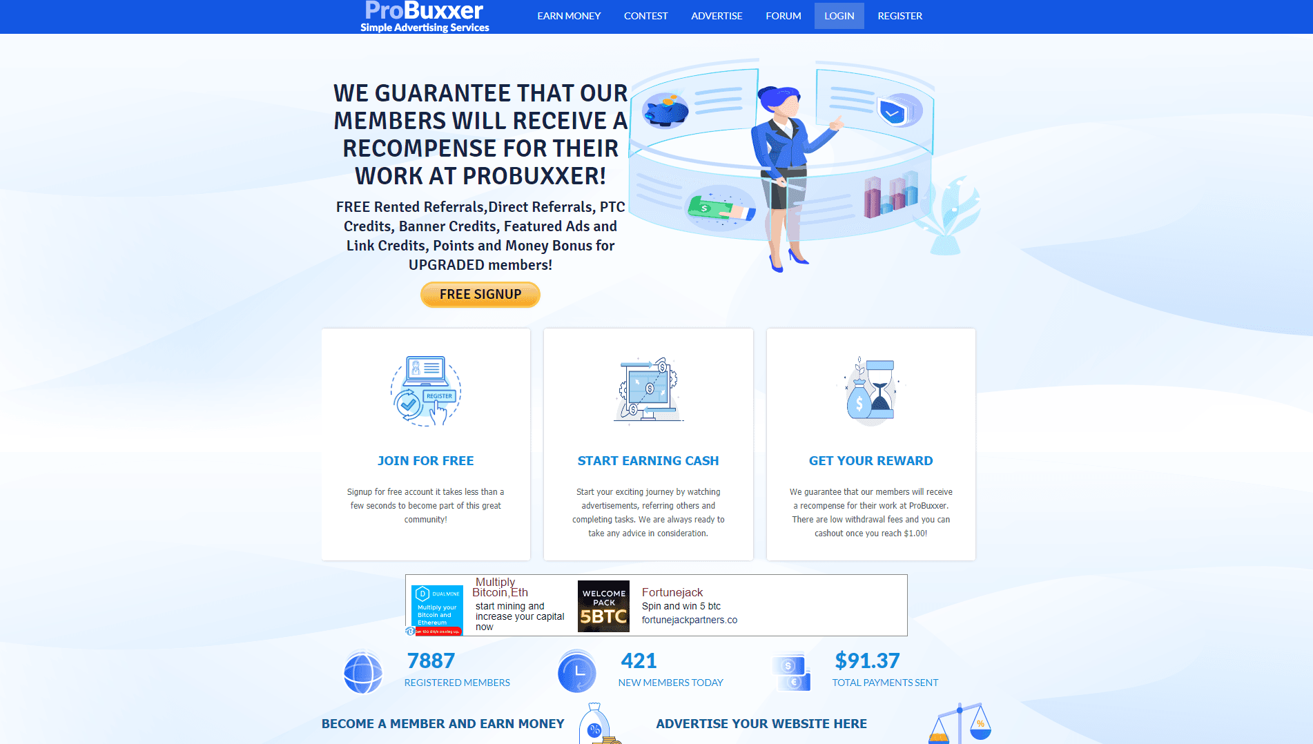 Probuxxer free rented referralsdirect referrals ptc credits banner credits featured ads and link credits points and money bonus for upgraded members развод, лохотрон или правда. Только честные и правд