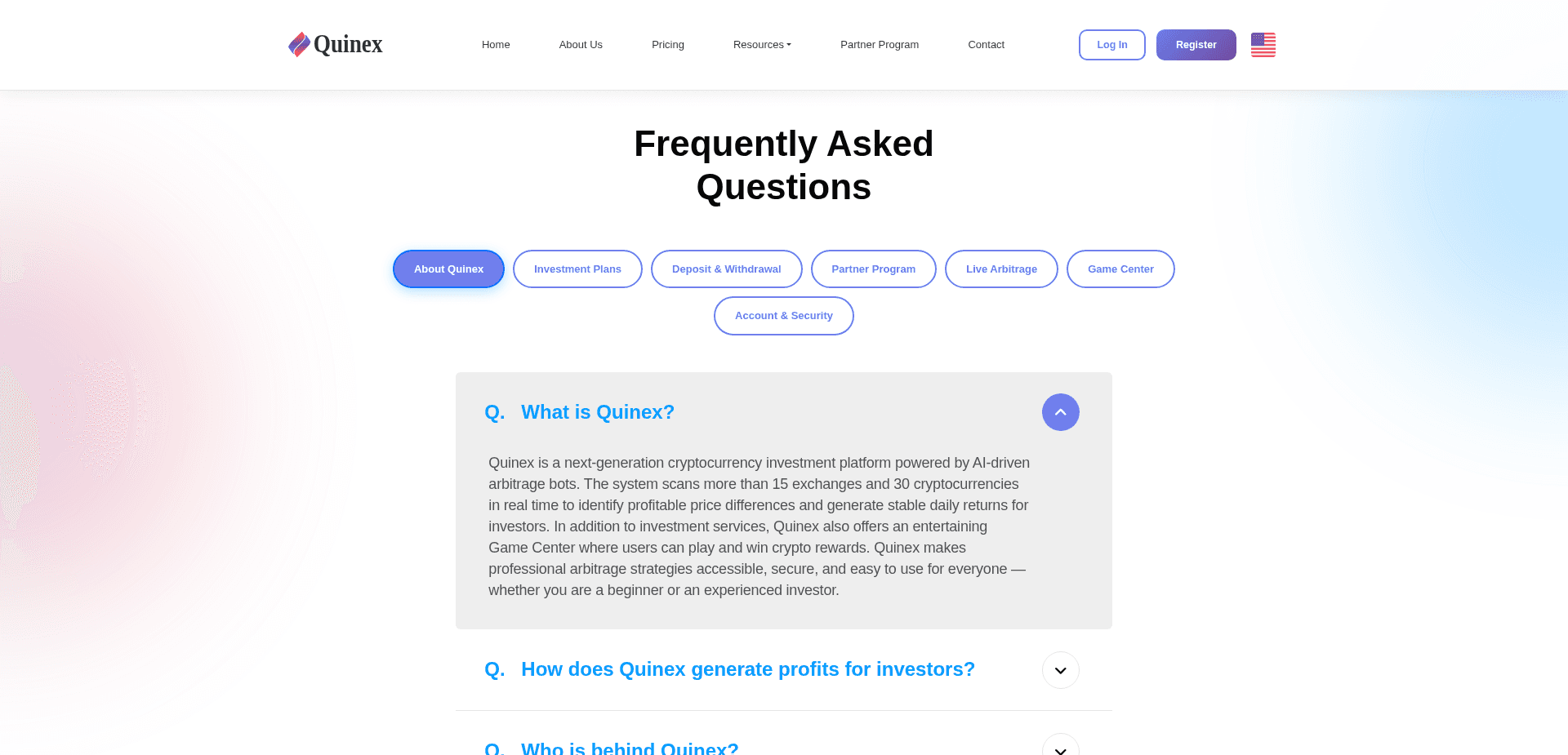 Screenshot for quinex.io - 0
