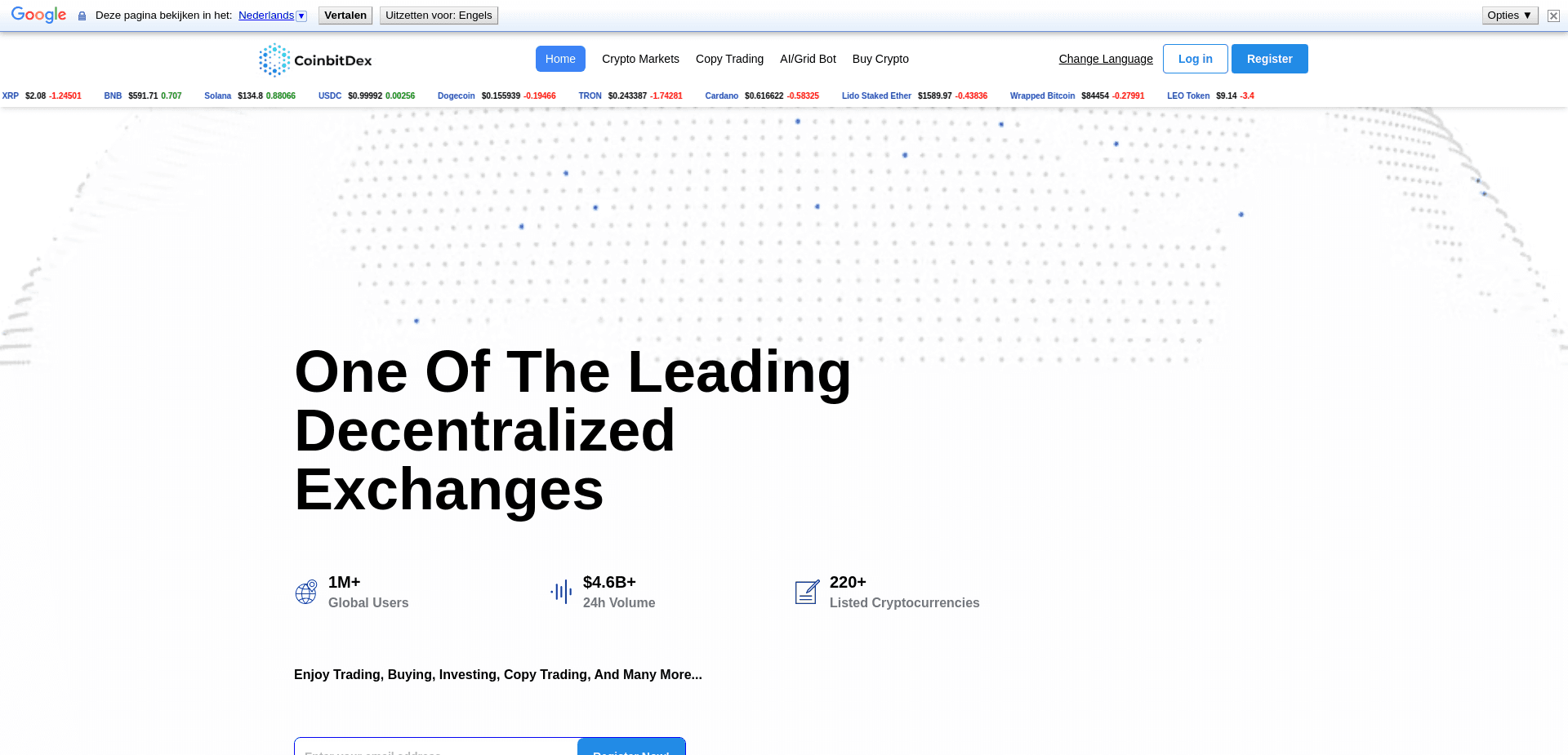 Screenshot for coinbitdex.com - 2