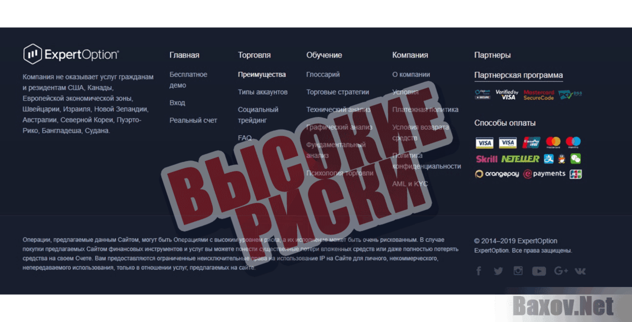 ExpertOption Высокие риски
