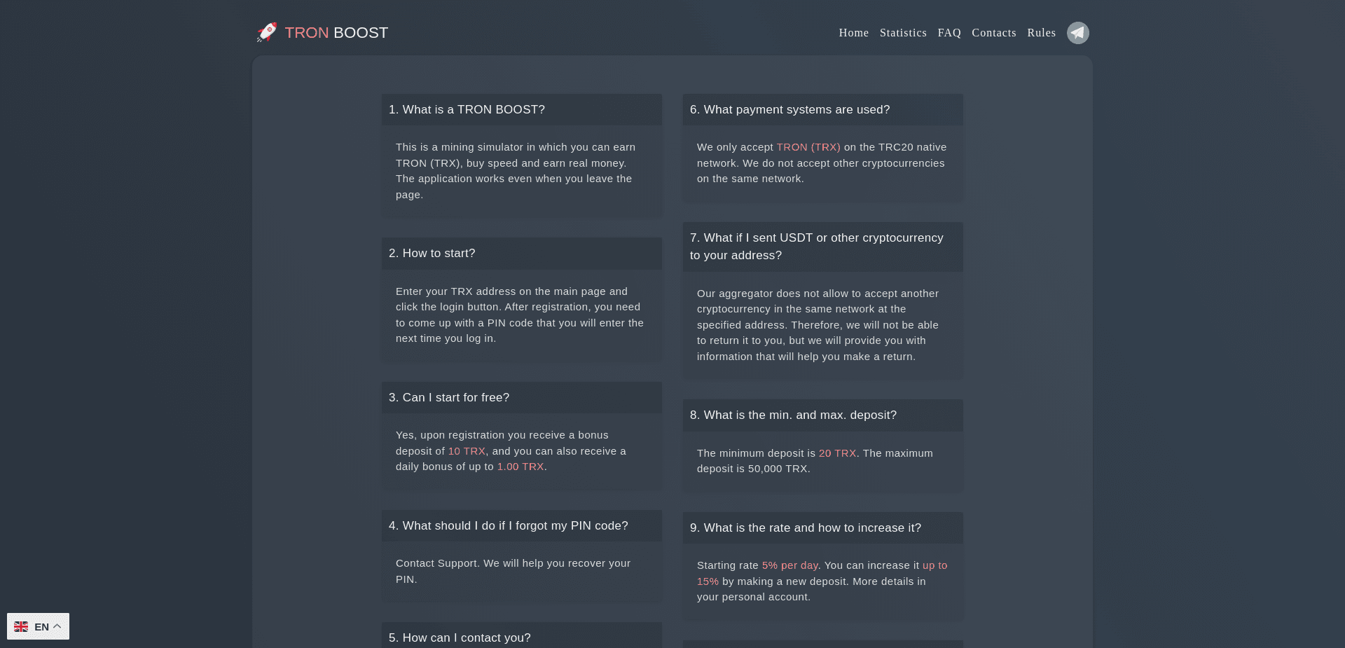 Screenshot for tronboost.cc - 0