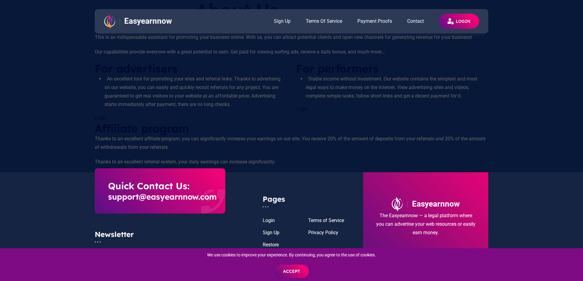 Website screenshot for https://easyearnnow.com/ - 3