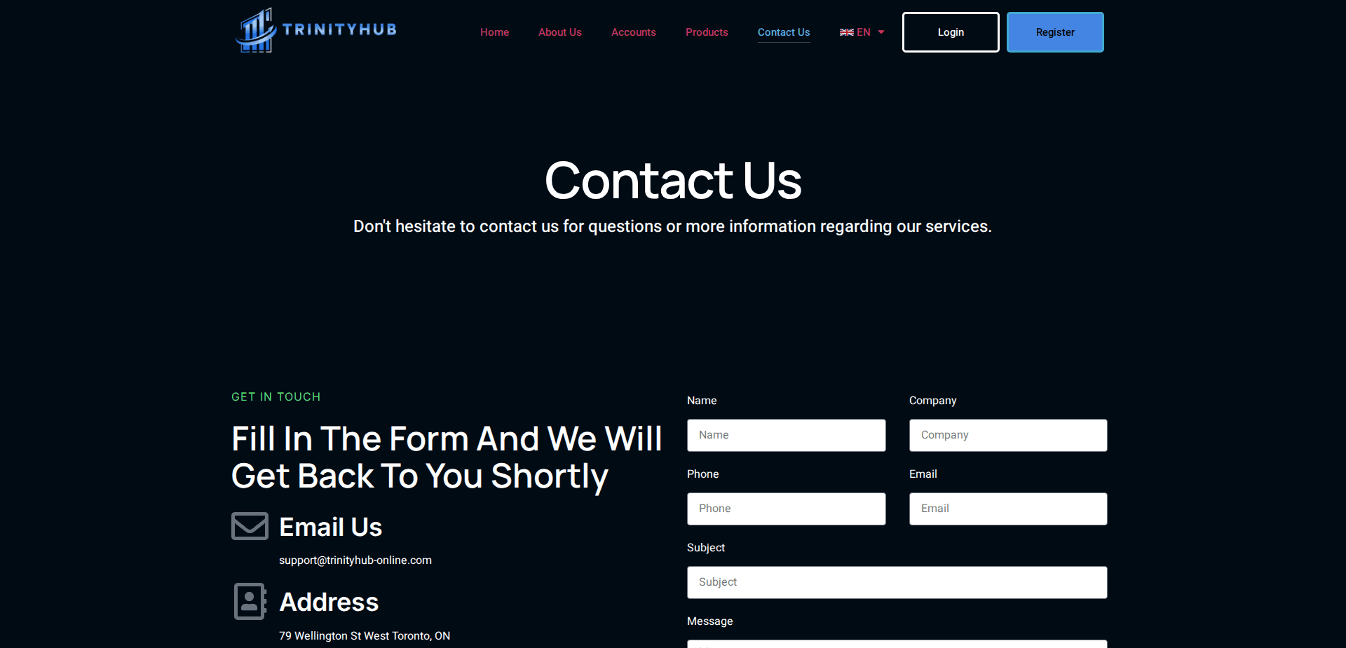 Website screenshot for https://trinityhub-online.com/ - 2