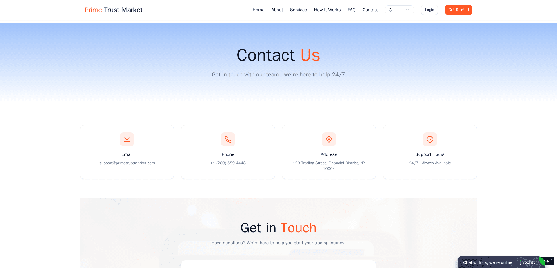 Website screenshot for https://primetrustmarket.com/ - 2