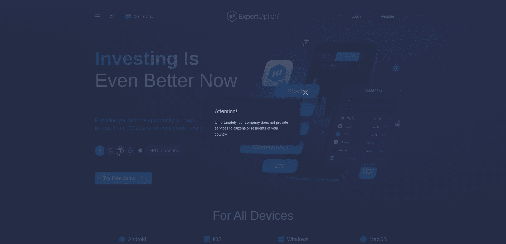 Website screenshot for https://expertoption.com/ - 1