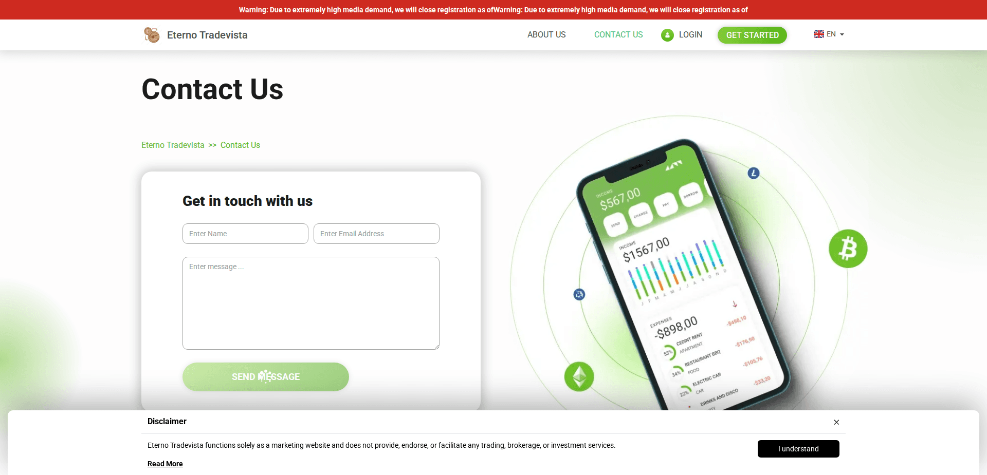 Website screenshot for https://eternotradevistatech.com/ - 2