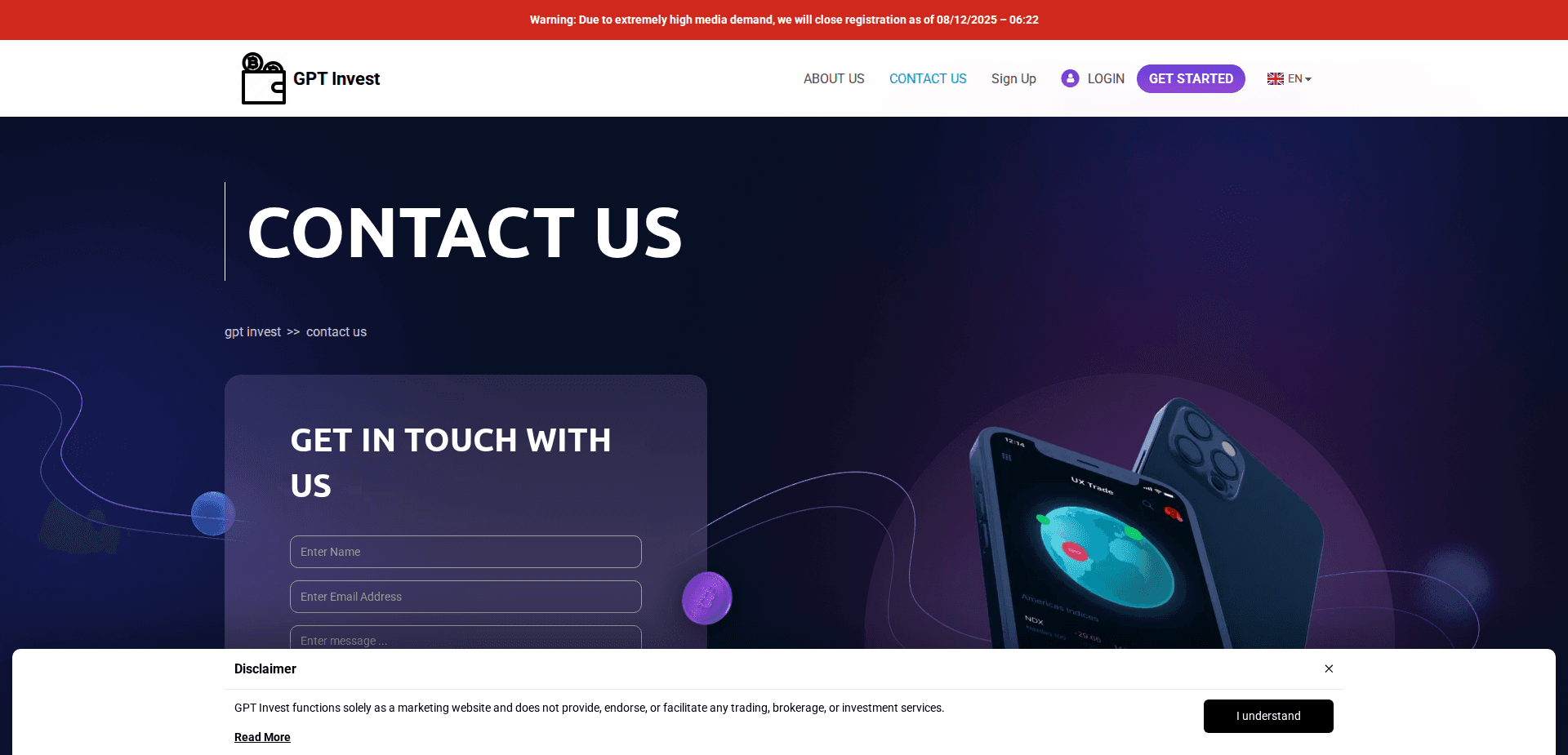 Website screenshot for https://gpt-invest-platform.com/ - 2
