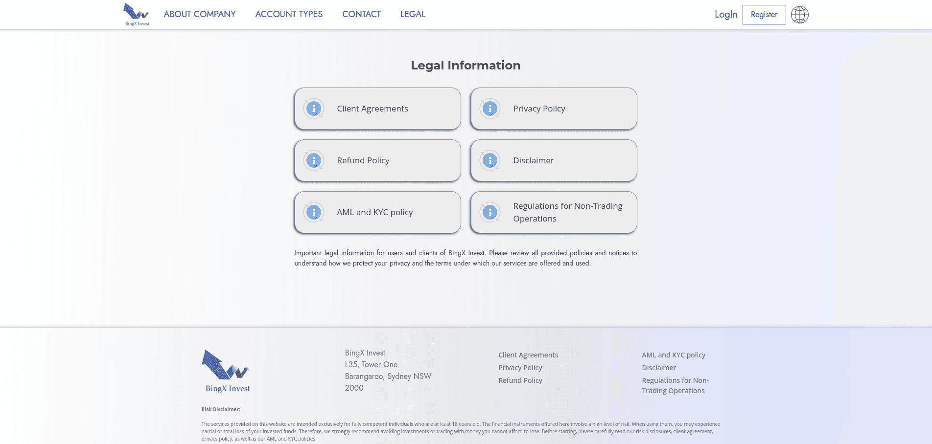 BingX Invest правовая информация
